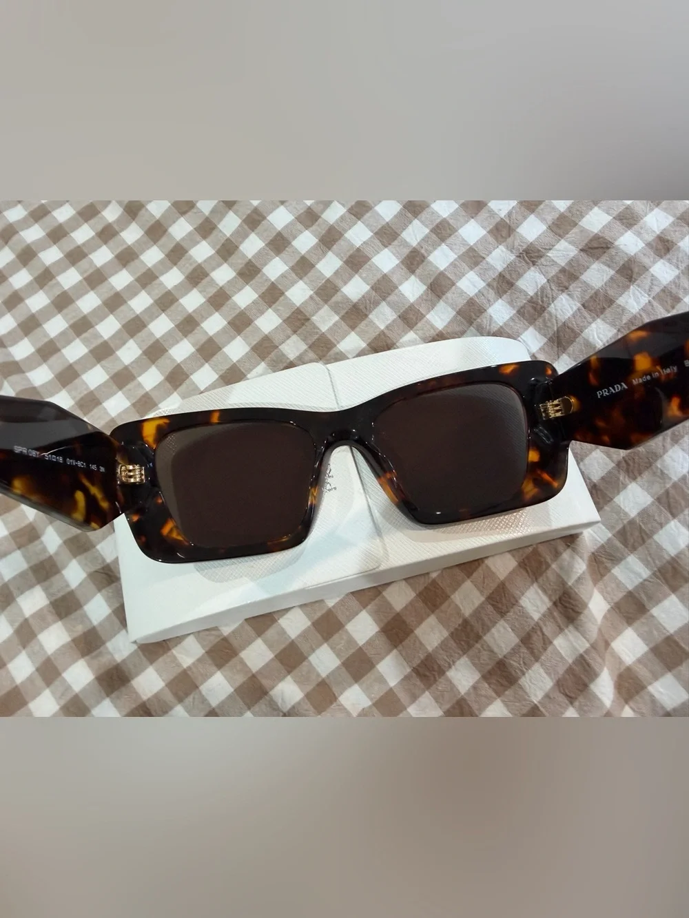 Prada Tortoiseshell Square Sunglasses with Brown Lenses